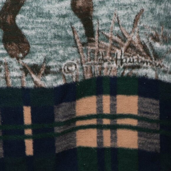 Biederlack Horse Foal Throw Blanket VTG Plaid Border Green Blue Running USA - Picture 5 of 8